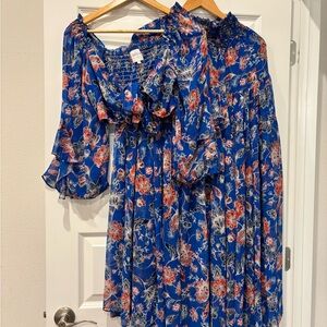Misa Los Angeles Blue Floral Maxi Dress
